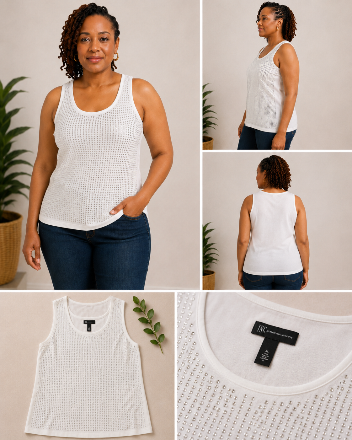 INC International Concepts Rhinestone Tank Top – Women’s XL