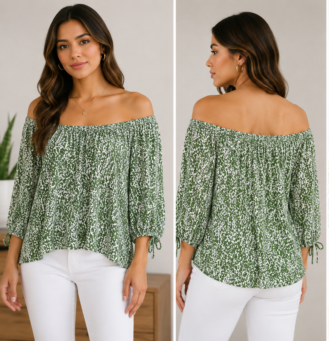 Abercrombie & Fitch Green Off-The-Shoulder Top – Size Large