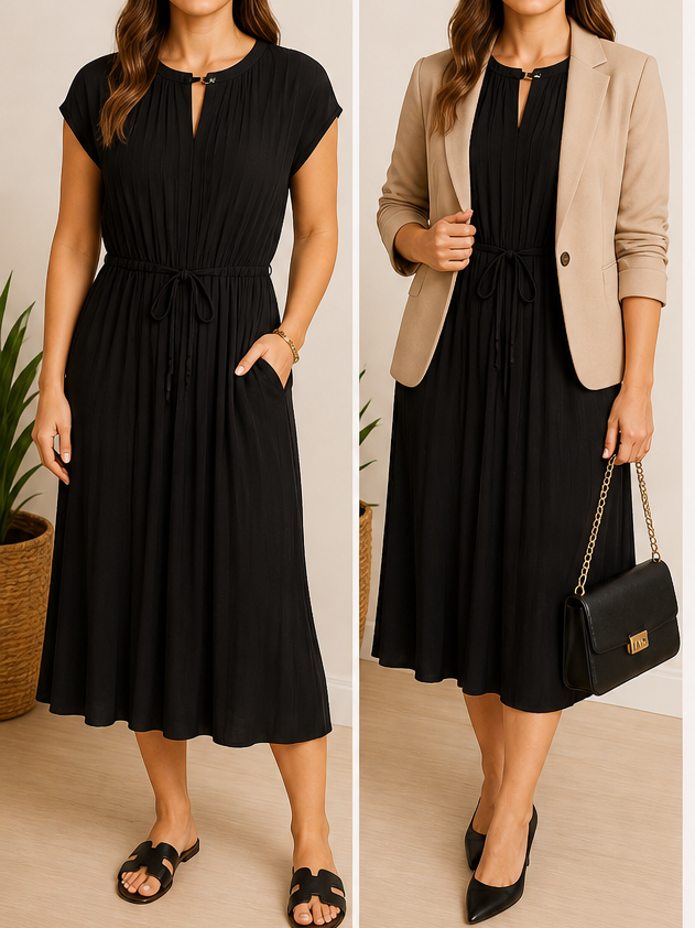 Gibson Latimer Drawstring Waist Dress - Size L