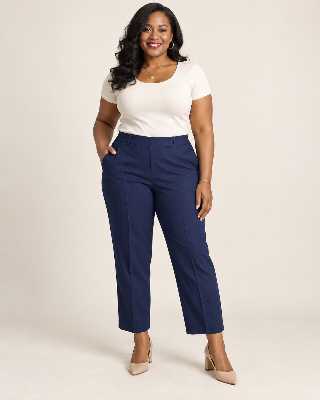 Investments Navy Slimming Pull-On Pants