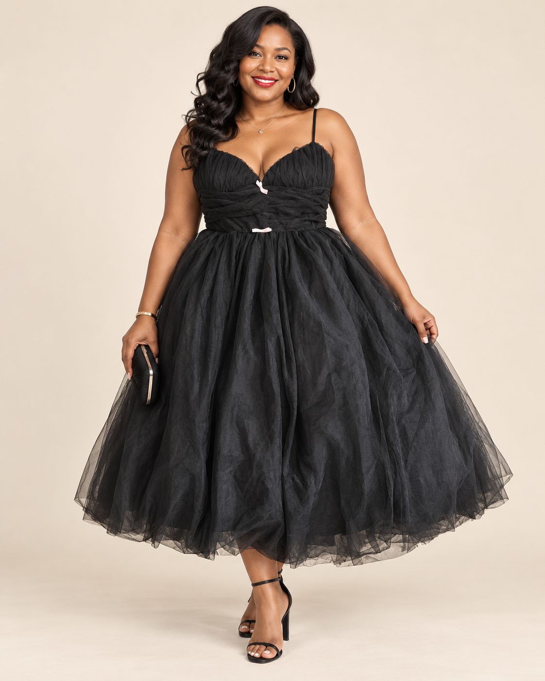 Forever 21 “In the Moment” Black Tulle Midi Dress