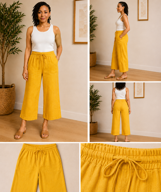 Liz Claiborne Linen Cropped Wide Leg Pants – Size Large