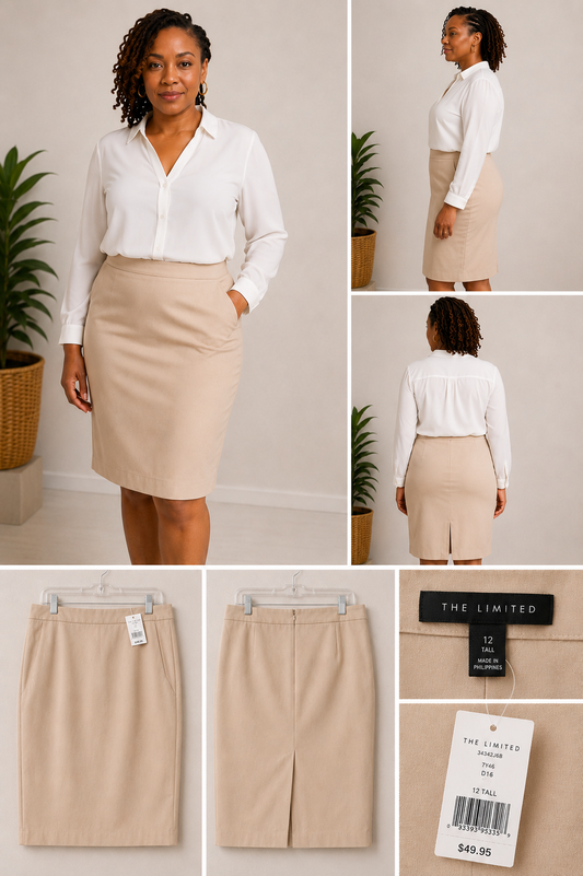 The Limited Khaki Pencil Skirt – Size 12 Tall (NWT)