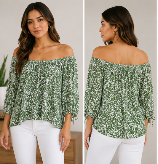 Abercrombie & Fitch Green Off-The-Shoulder Top – Size Large