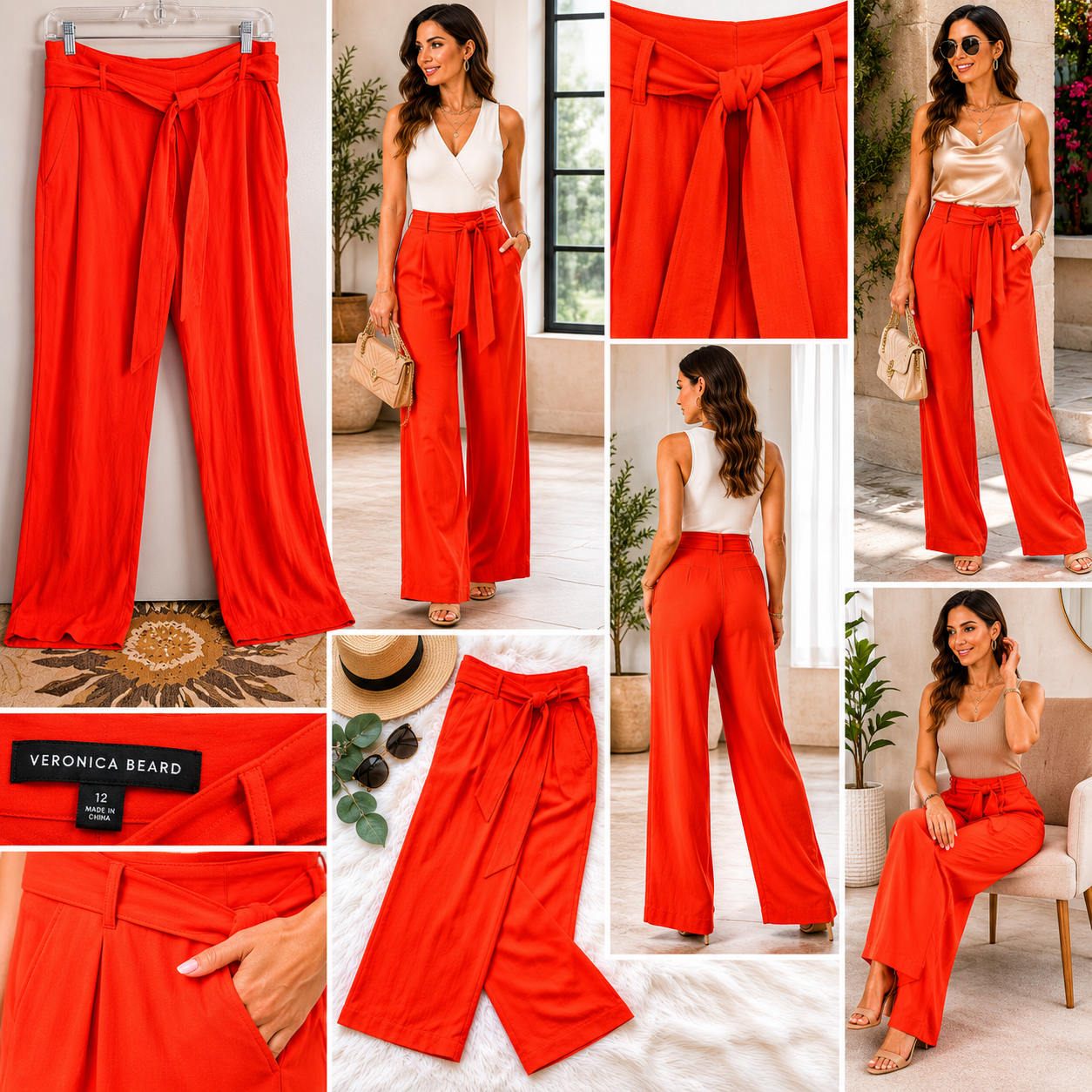 Veronica Beard Orange Belted Pants - SZ 12