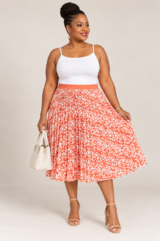 Kahlana Barfield Brown x Target Orange Print Pleated Skirt