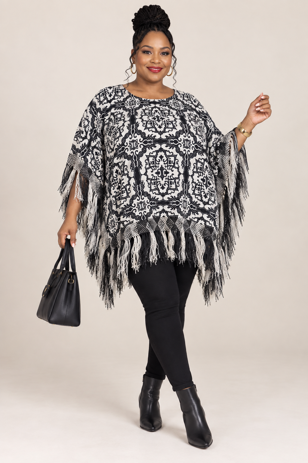 Chico’s Printed Fringe Poncho