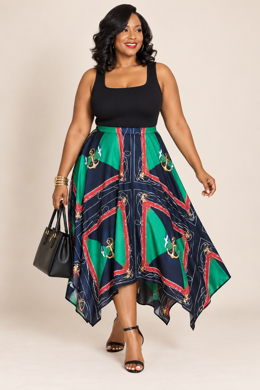 Lauren Ralph Lauren Nautical Print Skirt NWT