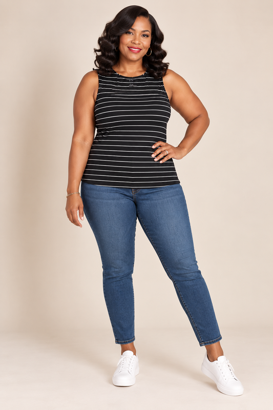 GAP Black & White Striped Sleeveless Tank Top