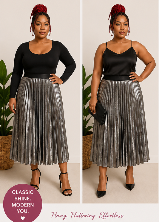 H&M Silver Platinum Pleated Skirt – Size XL