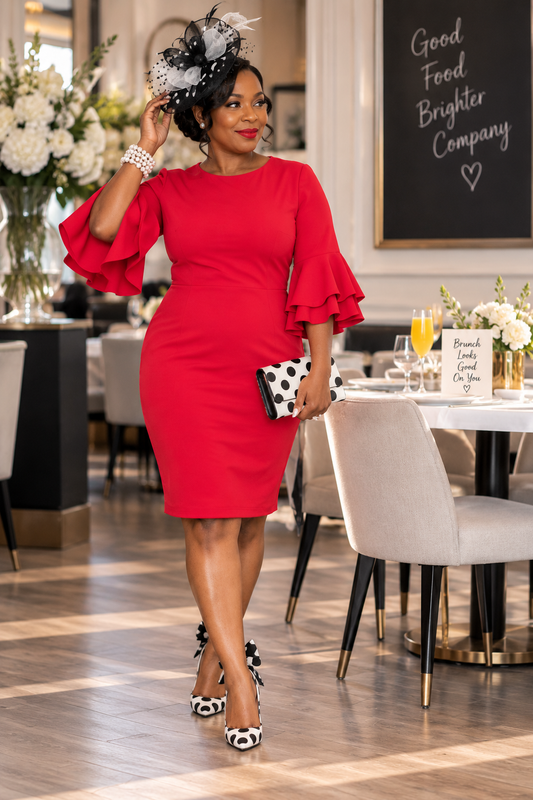 Nine West Ruffle Sleeve Sheath Dress