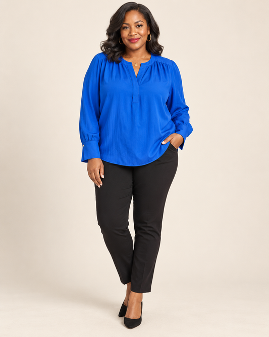 Calvin Klein Cobalt Blue Long-Sleeve Blouse