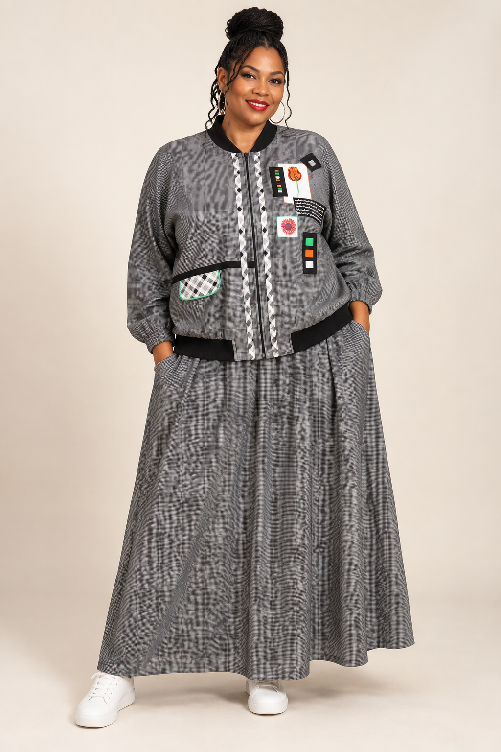Vintage City Girl Sport Two-Piece Jacket & Maxi Skirt Set