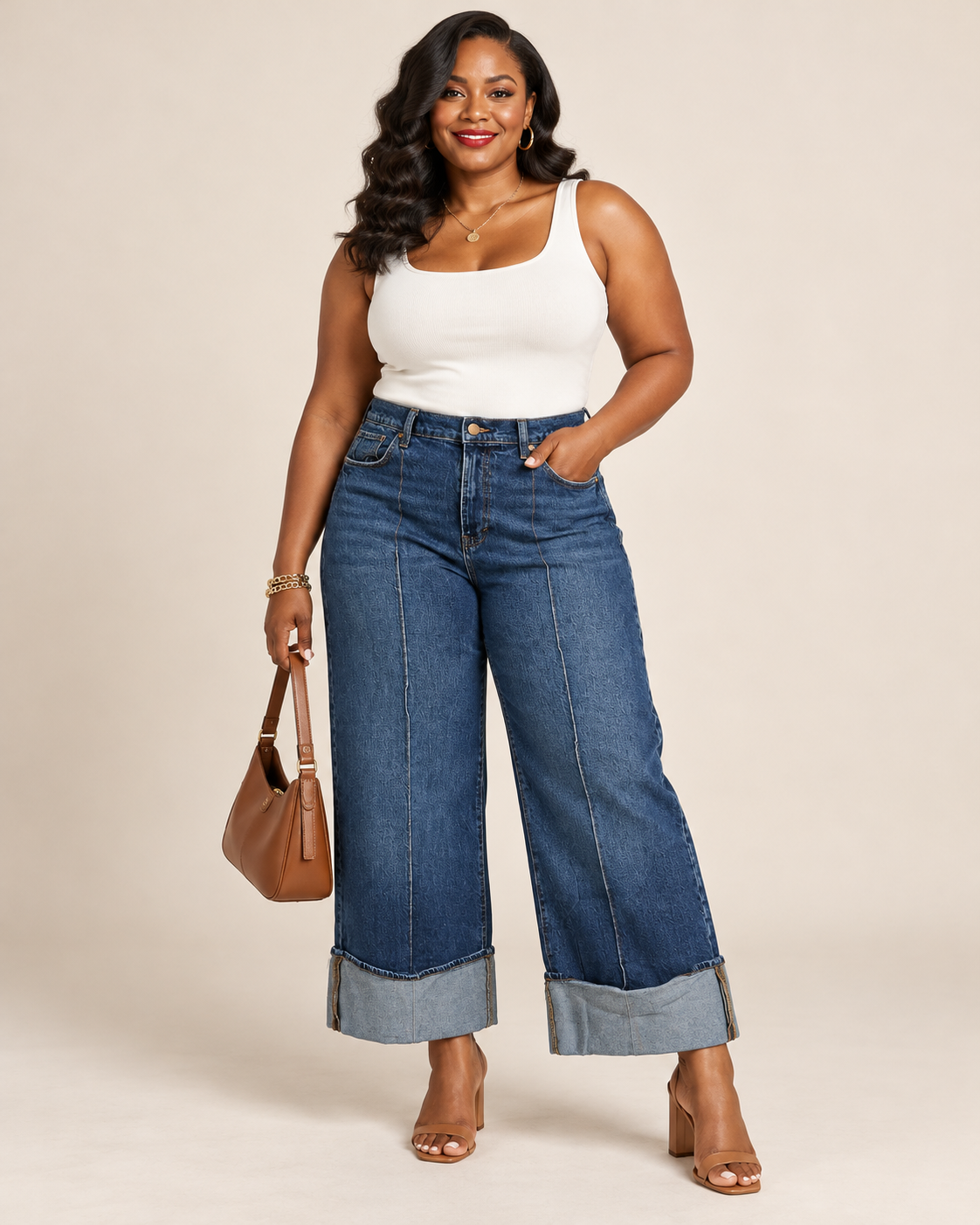 A.N.A. A New Approach Highest-Rise Wide-Leg Jeans with Oversized Cuffs