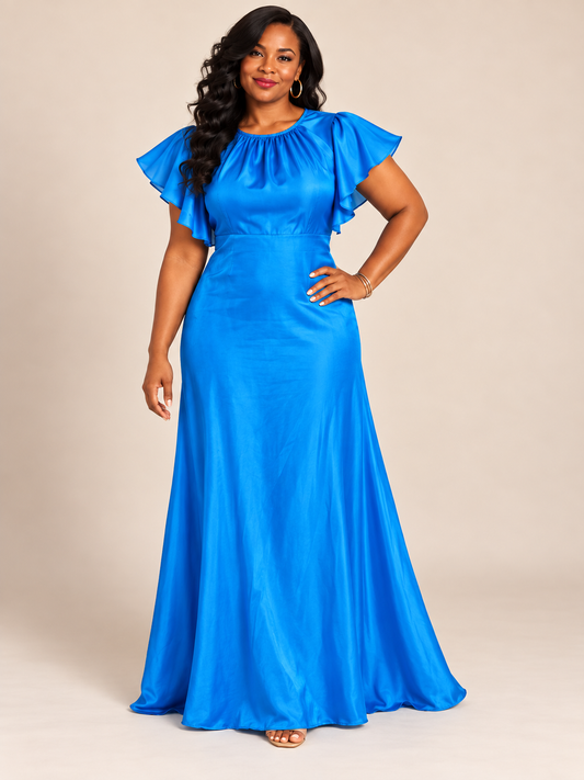 Alexia Admor Royal Blue Satin Maxi Dress