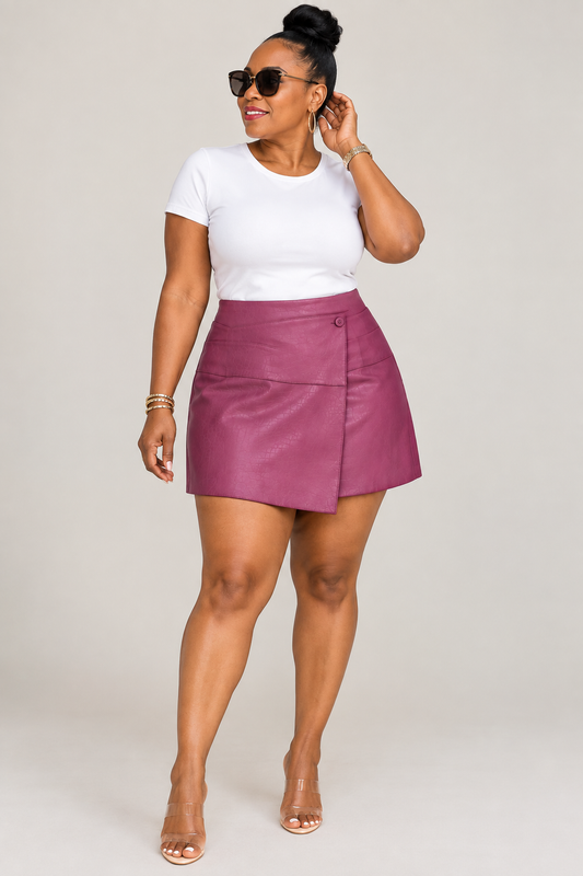 Worthington Berry Embossed Wrap-Front Skirt NWT